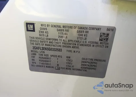 2016 GMC Terrain Sle-1 from USA, damaged, VIN 2GKFLSEK6G6332683